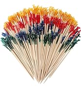 FATLODA 2000PCS Cocktail Picks, Colored Frill Fancy Wooden Toothpicks for Appetizers Sandwich Dri...