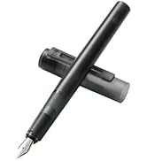 Kaco SKY Fountain Pen with Extra 8 Cartridges, Black Ink Pen with Fine Nib and Ink Converter, Black