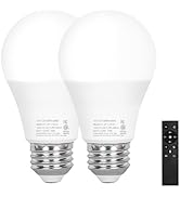 A19 LED Light Bulbs with Remote Control, 9W LED Bulbs, E26 Base, 805 LM, Dimmable Stepless 2700K-...