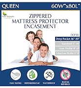 deep pocket queen zippered bed bug mattress protector waterproof cover 60x80 hypoallergenic