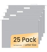 SUNEE 25 Pack Hanging File Folders, Gray Folders, Hanging File Folders Letter Size with 1/5-cut T...