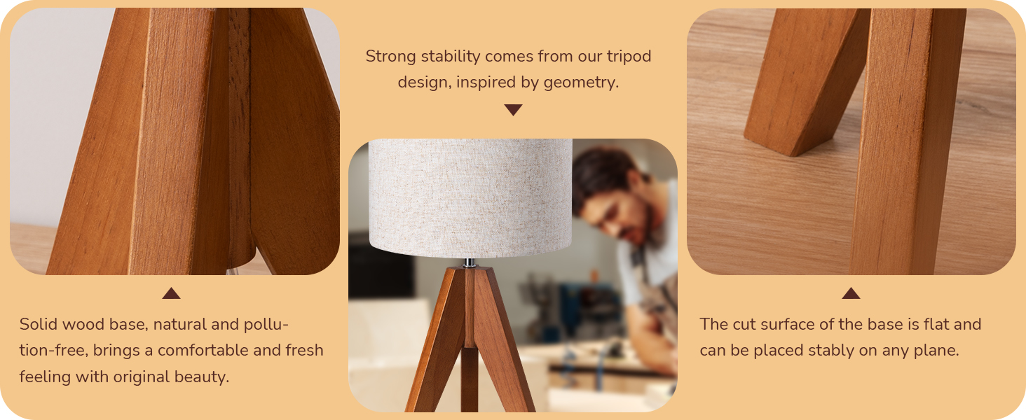 Wooden Tripod table lamp