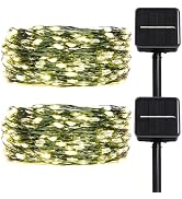 ZELUXDOT Solar String Lights for Outside,33FT 100LEDs (2 Pack) Solar Fairy Lights,Waterproof 8 Mo...