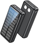 20000mAh Solar Power Bank Portable Charger with LED Flashlight, External Battery Pack for Outdoor...