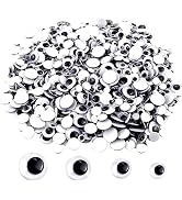 Upins 1000 Pcs Black Wiggle Googly Eyes with Self-Adhesive, 6mm 8mm 10 mm 12mm Mixed Packaging