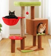 MUTTROS Mushroom Cat Tree with Sisal Scratching Posts, 35.4
