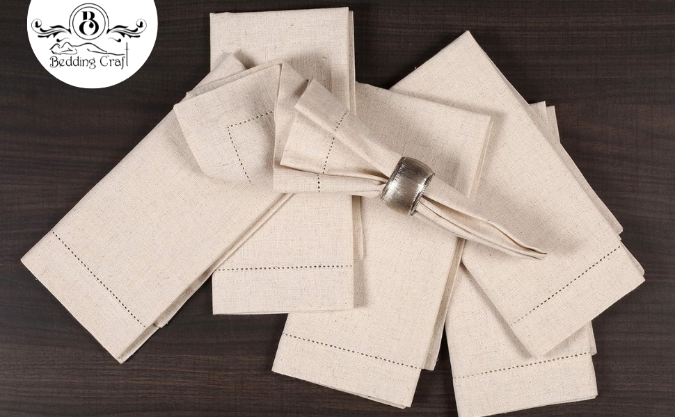Linen Flax Cotton Cloth Napkins, napkin 18x18 Set of 72 ,Natural Hemstitched