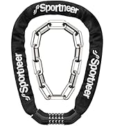 Sportneer Bike Lock: Heavy Duty 5-Digit Resettable Combination Bike Chain Lock, High Security Ant...