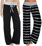 iniber Women's Comfy Pajama Pants Long Casual Drawstring Palazzo Lounge Pants Soft Wide Leg Bottoms