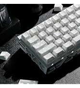 Womier Double Shot PBT Keycaps, Shine Through White Forged Carbon Pattern | 136 Keys Custom Keyca...