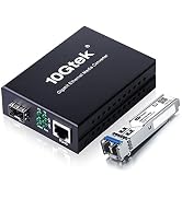 Fiber to Ethernet Media Converter, Gigabit Single Mode SFP LC Converter, 1000Base-LX to 10/100/10...