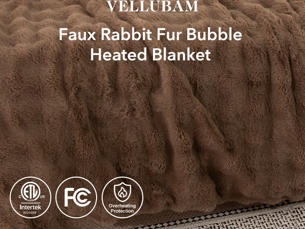 Faux Rabbit Fur Bubble Heated Blanket