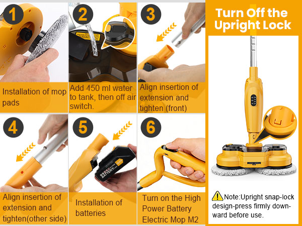 Steps for installing the qimedo Electric Mop M3