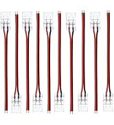LightingWill LED Connectors 2Pin 8mm, 10 PCS Pigtail Connector Transparent Solderless, LED Tape L...