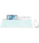 Wireless Keyboard and Mouse Combo, 7 Backlit Effects, Light Up Letters, Rechargeable, Phone Holde...