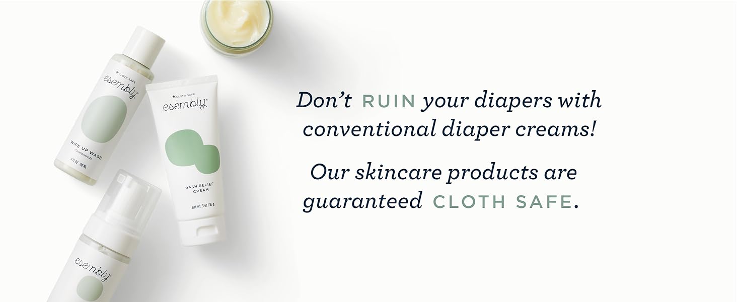Don't ruin your diapers with conventional diaper creams! Our skincare products are cloth safe