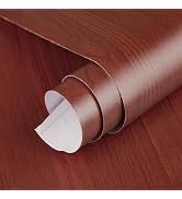 BAYYA Wide Cherry Wood Grain Self-Adhesive Wallpaper Red Brown 24x197inch Matte Thick Waterproof ...