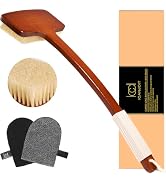 ICANdOIT Exfoliation Set-17.71 Inch Boar Bristles Back Scrubber Bath Brush,Shower Brush with No-S...