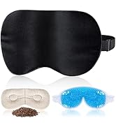 Silk Sleep Mask Light Blocking, LC-dolida Cooling Eye Mask for Sleeping, 3-in-1 Sleeping Mask Inc...