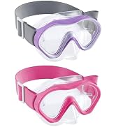 Aegend 2 Pack Kids Swim Goggles with Nose Cover for Kids 3-15, Knitted Fabric Strap, Anti-Fog 180...