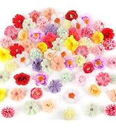 ATTGREAT Fake Flower Heads Mini Silk Flowrs Bulk Small Flower 3D Loose Faux Daisy Rose Sunflowers...