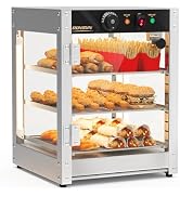 ROVSUN 3-Tier Commercial Food Warmer, 15" Pizza Warmer Food Warmer Display with LED Adjustable Li...
