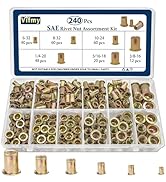 Vifmy SAE Rivet Nut Assortment Kit(240Pcs),#6-32#8-32#10-24 1/4"-20 5/16"-18 3/8"-16 UNC Rivnut T...