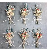 Mini Dried Flower Bouquet (Pack of 6), Rose Bouquets, Party Favours, Bohemian Plate Decoration, B...