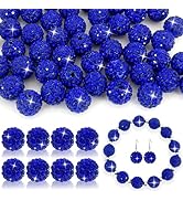 Rhinestone Beads 12mm for Jewelry Making - 50pcs Bling Sparkle Clay Beads for Friendship Bracelet...