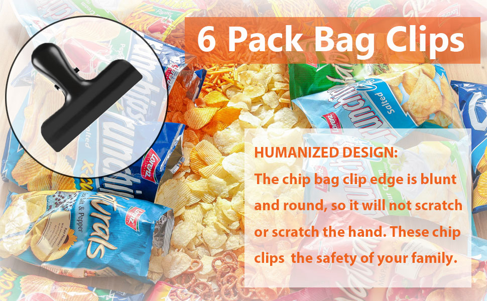 Bag Clips, Stainless Steel Chip Clip, Black Chip Clips Bag Clips Food Clips