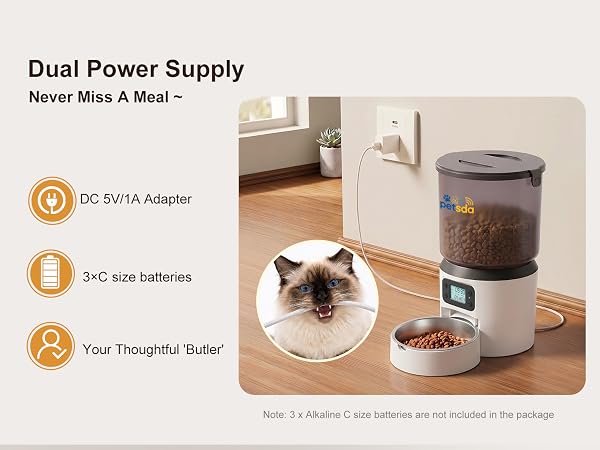 Automatic Cat Feeders, 4L Timed Cat Dry Food Dispenser Auto Pet Feeder Portion Control 9 Meals Day
