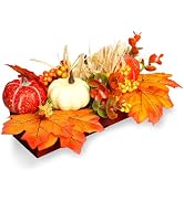 Wowagoga Fall Table Centerpiece Fall Floral Artificial Autumn Pumpkin Maple Leaf Berry Decoration...