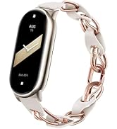 XIHAMA Strap Compatible for Xiaomi Smart Band 8, Stainless Steel Metal Leather Braided Chain Belt...