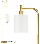 Ziisee Floor Lamps for Living Room - Industrial Standing Lamp with Frosted White Glass Shade, Mod...