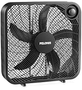 PELONIS 20 Inch Box Fan – 3 Speeds, 25ft/s, 2026 Upgraded, Superior Air Throw (2295 CFM), Lightwe...
