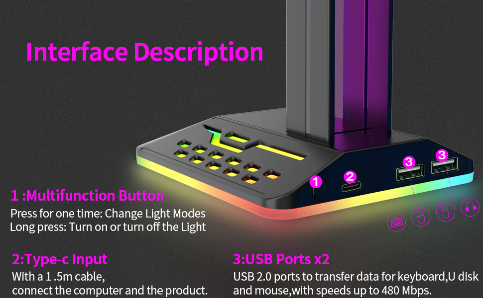 rgb headset stand
