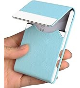 JuneLsy Professional Business Card Holder Case PU Leather Metal Name Card Holder Pocket Business ...