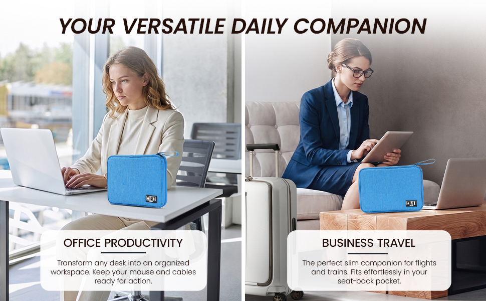 Versatile iPad travel case for coffee shop remote work and airport business commute.