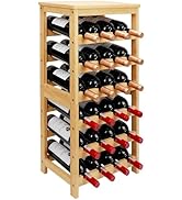 Thalomely Wine Rack Free Standing Floor, 6-Tier 24 Bottles Display Wine Storage Shelves with Tabl...