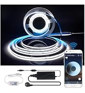 INDARUN Smart COB Led Strip Light White 16.4ft, WiFi 24V LED Light Strip APP Control Work with Al...