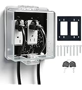 2-Gang Universal Weatherproof GFCI Outlet Cover with Lock, GFI Power Outlet Lock Box, Fits Most R...
