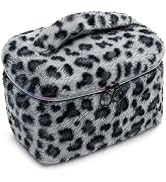 imerelez Plush Travel Makeup Bag Toiletry bag for Women Soft Fluffy Cosmetic Bag Portable Foldabl...