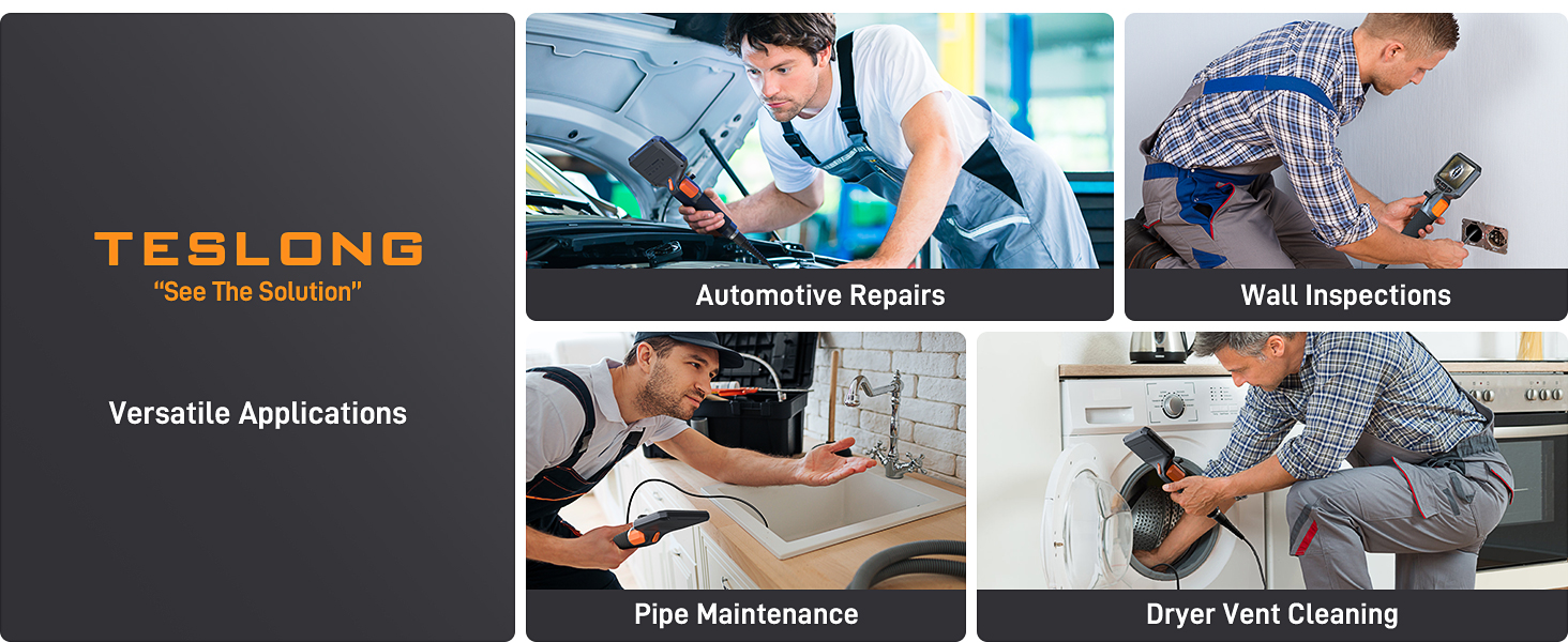 Mechanic Fiber Optic Snake Scope Cam for Wall Automotive Engine Sewer Drain Duct Pipe Inspection