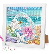 Bowetile Beach 5D Diamond Art Kits for Adults Beginners with Frame, Fancy Seaside Diamond Paintin...