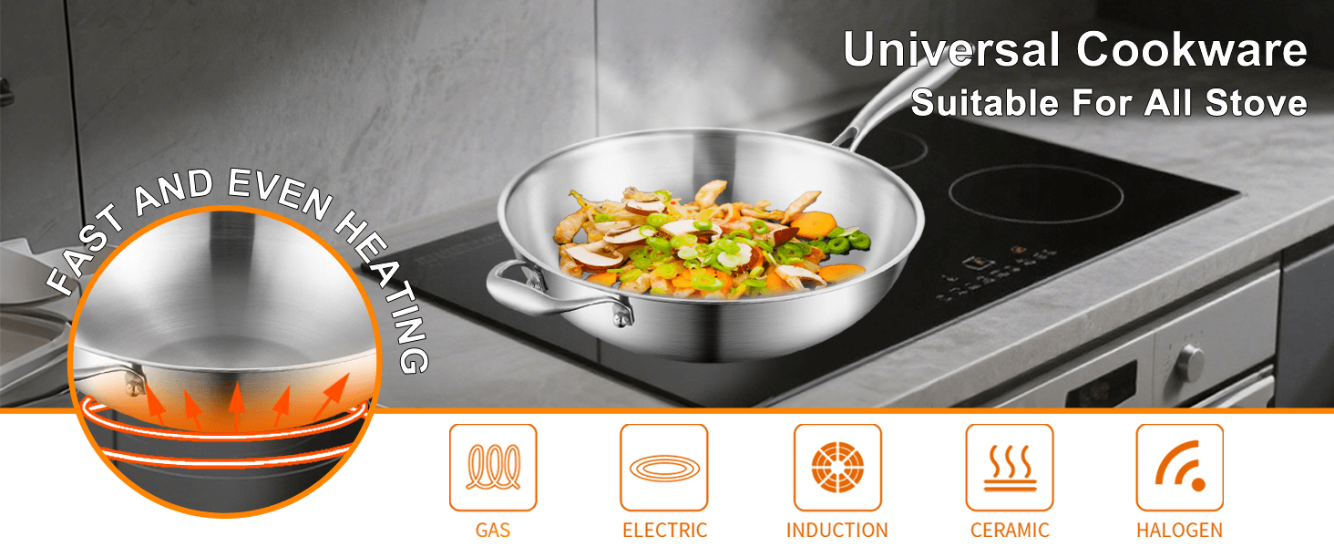 stainless steel wok pan