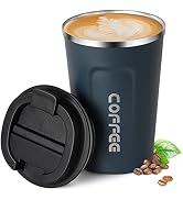 Smilatte 12oz (380ml) Vacuum Insulated Coffee Travel Mug, Leak proof Double Wall Stainless Steel ...