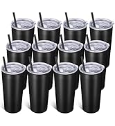 VEGOND 20oz Tumbler Bulk with Lid and Straw 12 Pack, Stainless Steel Vacuum Insulated Tumbler, Do...