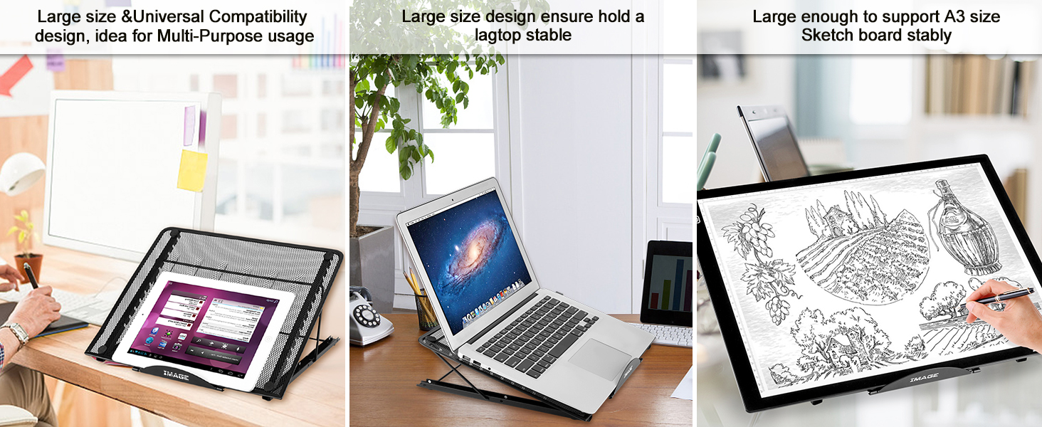 IMAGE Light Pad Stand A3 Light Box Stand 12 Angle Points Adjustable Laptop