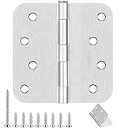 AmzGod 4 Inch Rounded Interior Door Hinges - 3 Pack Brushed Nickel - Heavy Duty Residential Silve...