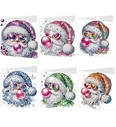 Tontut 6pcs Diamond Painting Kit Greeting Cards, Fashionable Santa Claus 5D Handmade Art Birthday...